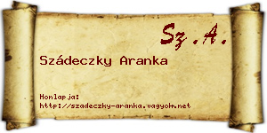 Szádeczky Aranka névjegykártya