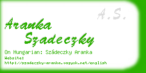 aranka szadeczky business card